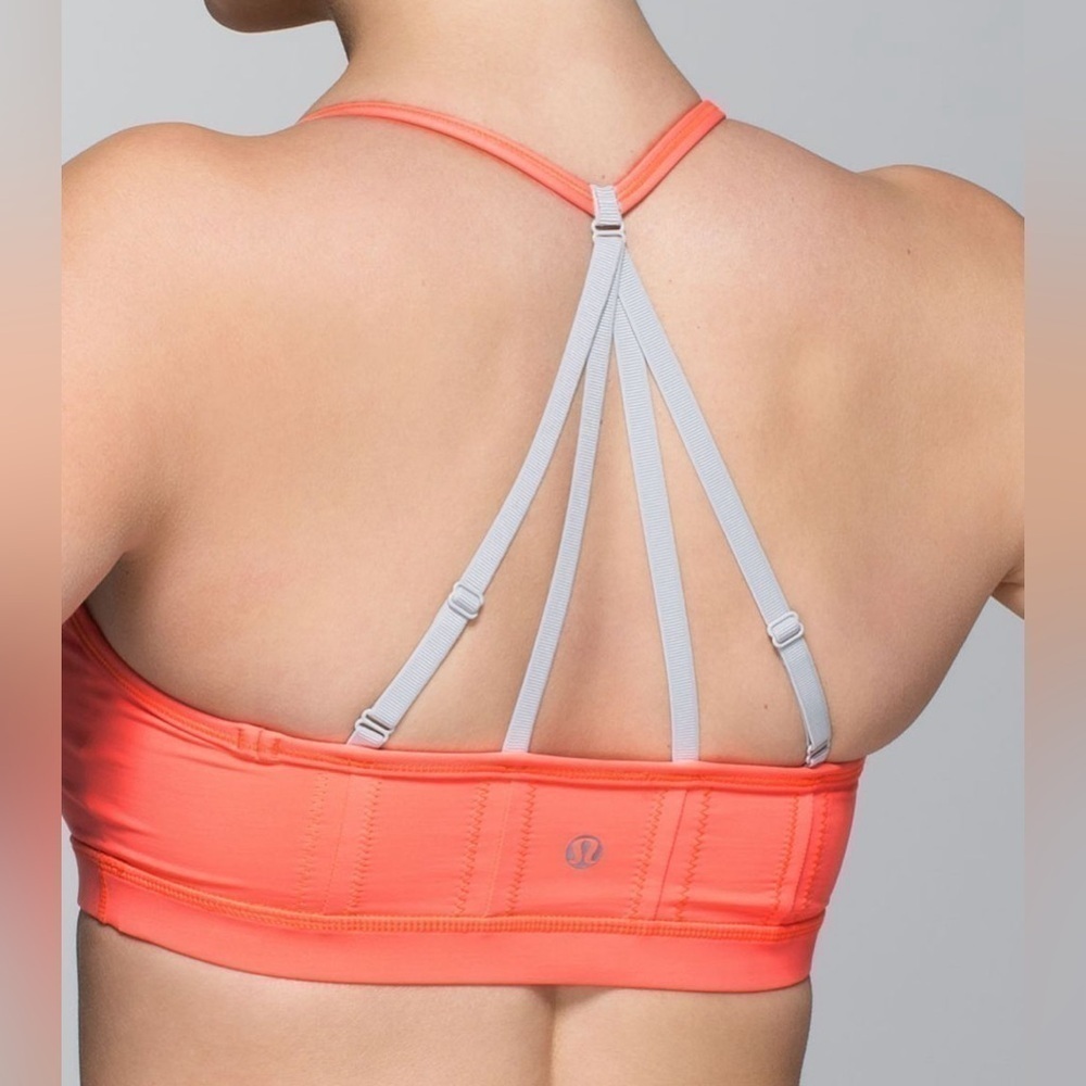 Lululemon Breathe Easy Sports Bra Size 4 Coral Orange Strappy Back Yoga